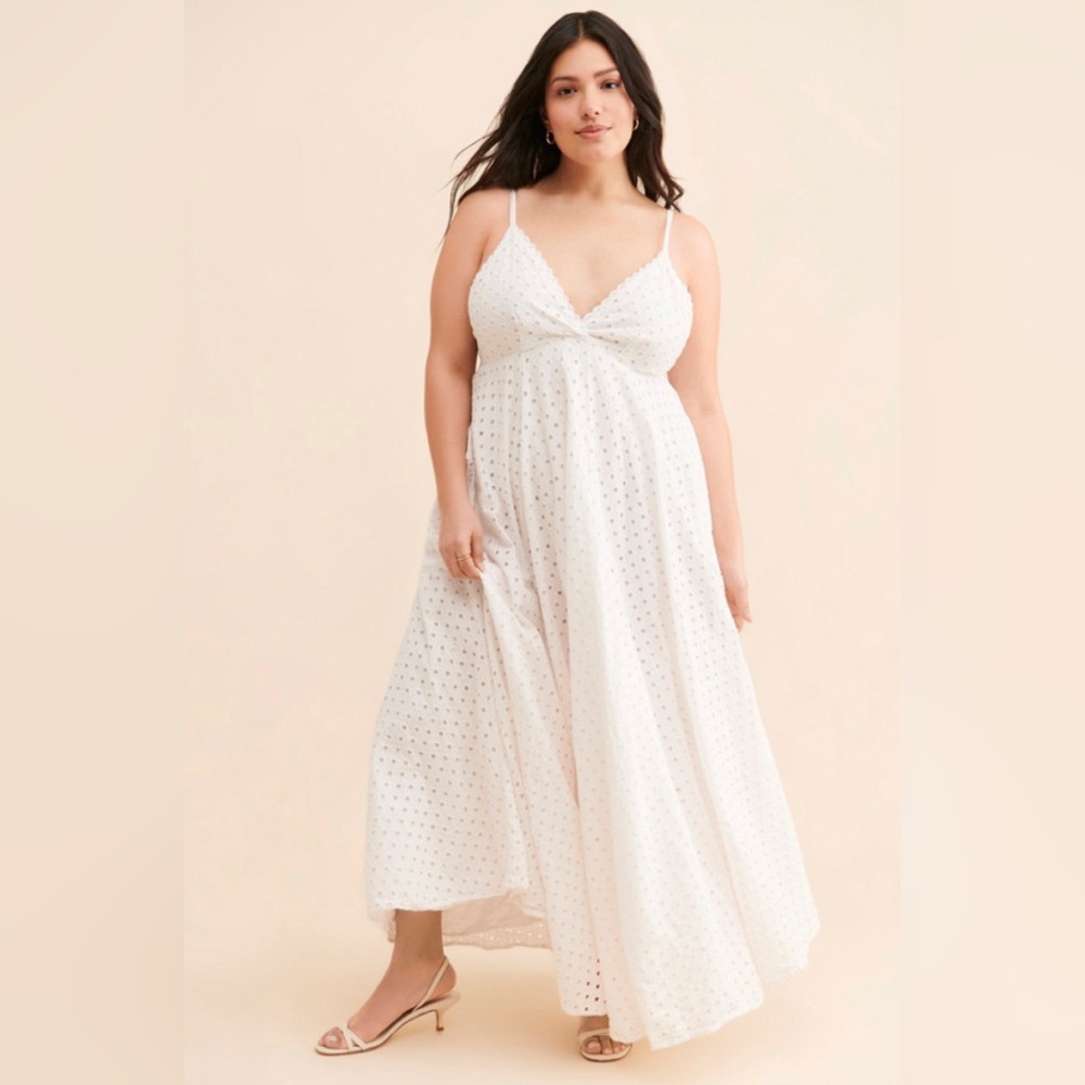 Anthropologie x Forever That Girl - Eyelet Boho Maxi Dress, size XL